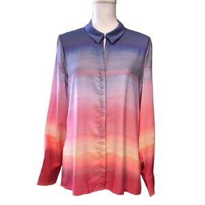 CROSBY. - WOMENS BEAUTIFUL OMBRÉ LONG SLEEVE BLOUSE SIZE LARGE
